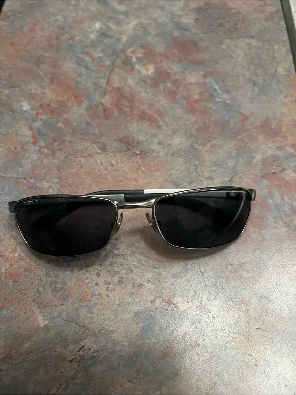 Y2K Ray-Ban RB3190 Flight 005/40 Men’s Rectangle Silver Metal Mirror Lens